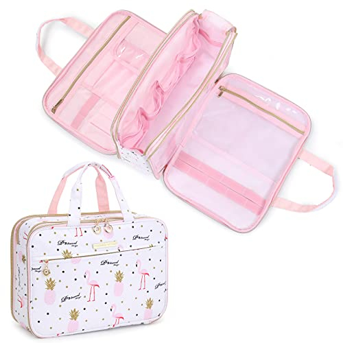 Trousse de Toilette, Lychii Sac de Toilette Voyage Organisateur avec Grande Capacité, Sac de Toilette Étanche Kit de Rasage Cosmétique Organisateur - Flamants