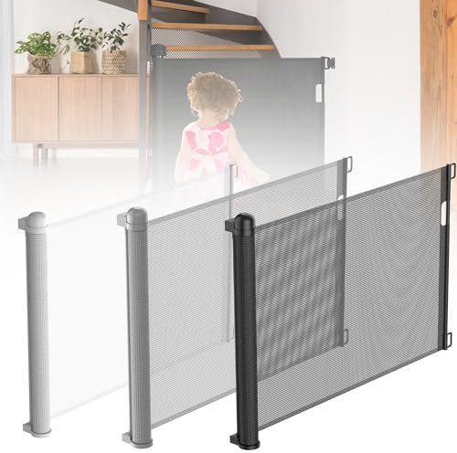 YARDIN Treppenschutzgitter Ausziehbar Türschutzgitter 0-180cm für Babys & Haustiere, Treppengitter Absperrgitter Kinderschutzgitter für Treppen/Türen/Innen- und Außenbereich (87cm Hoch, Schwarz)