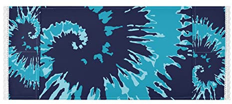 Poeticcity Light Blue Navy Blue Swirl Tie Dye Background 1 PC Washing Machine Cloth Dustproof Cover with Storage Bags Lace, Fridge Oven Dryer Top Dust Oil Proof Cover 51â€ x 22â€ for Home