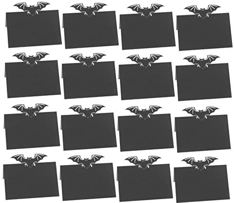 BESTonZON 50 Stück Sitzkarten Schwarze Tisch-Hochzeitskarten Zelt Für Hochzeit Halloween Fledermaus-Platzkarten Halloween-Tischkarten Preisschild Ständer Tischnamenskarten Für