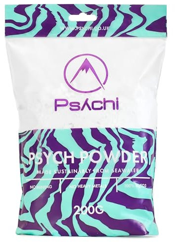 Psychi Psych Powder Climbing Chalk - Seawater Derived Grip Strengthener Gym Chalk for Gymnastics, Climbing, Pole Grip & Calisthenics Fitness - Fits Chalk Bag & Gym Bag - Resealable & Recyclable