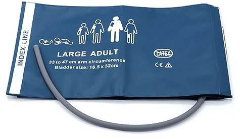Manguito NIBP universal para adultos grandes, manguito de presión arterial de repuesto de PU reutilizable de tubo único de 33-47 cm, sin conector