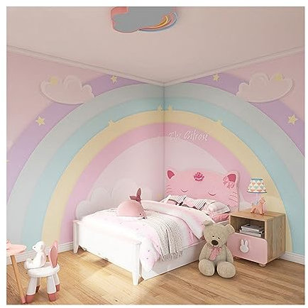 Papier Peint Rose Fille Violet Panoramique Intissé pour Salon Chambre Couloir Tapisserie Murales 3D 400x240cm