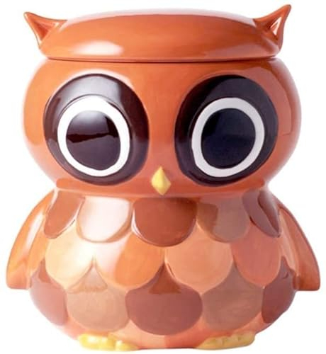 FURLOU Owl Painted Ceramic Storage Tank, Decoration Candy Snack Jar, Storage Tank with Lid, Biscuit Jar