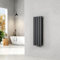 EMKE Radiador de agua caliente 90x30 cm, Radiador plano de doble capa con conexión central, Diseño montaje vertical en pared, Antracita