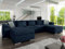 ChillMe Navy Velvet U-Shape Sofa Bed 'Oxford', Double Bed Sleeping Area - with Storage and FREE Assembly