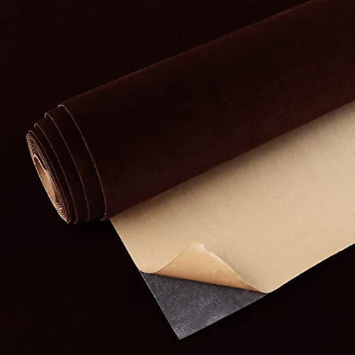 VEELIKE Brown Velvet Fabric Wallpaper for Jewelry Box Vintage Brown Contact Paper Self Adhesive Vinyl Wrap for Furniture Sticker Bedroom Dresser Thick Lining Paper for Drawers Living Room 40cm×300cm
