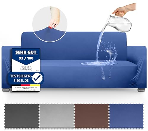 Wasserabweisender Sofa Bezug - Rutschfester Sofaüberwurf Couch| Schutz vor Flecken & Tierhaaren | Couch Überzug | Flexibler Sofaschutz | Sofa Überzug, Überzug Sofa, Couch Bezüge (Marineblau, 3 Seater)