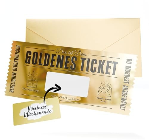 Domar - Geschenkkarte zum selber ausfüllen mit Rubbellos - Goldenes Ticket mit Rubbelkarte - Geburtstagsgeschenk für Frauen, Geschenke für Frauen, Geschenk Freundin Geburtstag, Geschenk für Mama