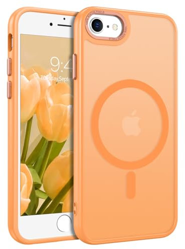 GUAGUA iPhone 6/6S/7/8/SE 2022/2020 Magnetic Case, Translucent Orange, TPU & PC Material, Compatible with MagSafe, Slim Shockproof Protective Phone Case