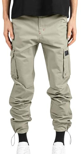 Herren Camouflage Cargohosen Taktische Hose mit Mehreren Taschen Militär Outdoorhose mit Kordelzug 2024 Freizeithose Leichte Arbeitshosen Comfort Radlerhose Haremshose Wanderhose Jagdhose(#B Beige,XL)