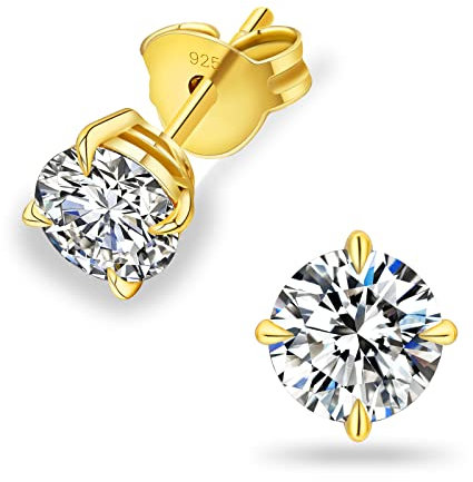 KRKC Moissanite Earrings for Women Men, Birthday Gifts 0.6-3ct Diamond Stud Earrings with Gift Box, 14K White Gold Hypoallergenic S925 Sterling Silver, Jewellery Gift for Mum Wife Girls