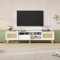 Jaxenor 200cm TV Unit, Rattan TV Stand Cabinet for Living Room, TV Media Units with Storage 1 Drawer 2 Doors, Modern Large Entertainment Unit TV Table (White)