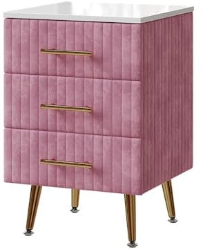 Vicco Comodino Velia, rosa, 41 x 62 cm con 3 cassetti