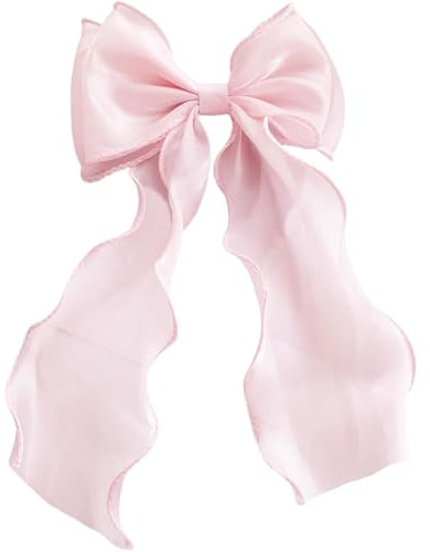 UEIOAVL Barrettes pour cheveux, 1 épingle à cheveux à gros nœud, longue queue ruban français élégante, en maille pour femmes et filles diverses occasions (rose)
