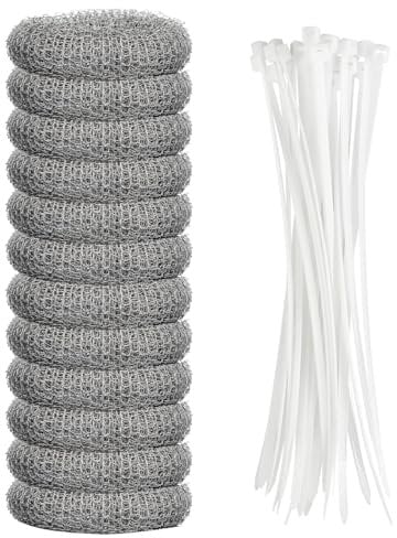 Lint Traps Washing Machine Stainless Steel Pet Hair Remover for Laundry Mesh Washer Filter Lint Catcher for Drainage Scenarios Including Sinks, Basins, Bathtubs 12pcs with 12pcs Cable Ties