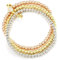 COOLSTEELANDBEYOND Femme Trois Ton Perle Bracelet Or Argent Or Rose - Trois Brins avec Zircone Cubique Fermoir en T Toggle