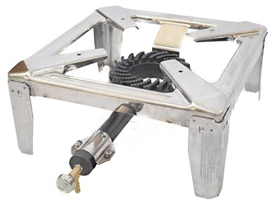 MOHOME Fornellone Gas Esterno Premium Quality Campeggio Acciaio Inox 30 x 30 x 13 cm Bruciatore Ghisa Metallo Pentole Pesanti Portatile Made in Italy