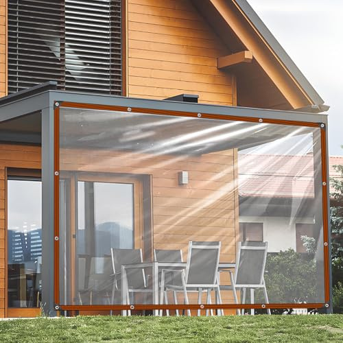 Ouckkhey Lona Transparente Para Exteriores, 1 x 5 M, Lona De PVC Con Ojales, Impermeable, Resistente A La Lluvia Y Al Viento, Ideal Para Terraza, Gallinero, Invernadero Y Jardín