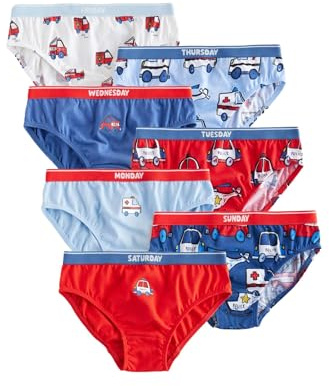 NEXT Jungen Baumwollslips, 7er-Pack Red/Blue Emergency Vehicles Numeric_86-Numeric_92