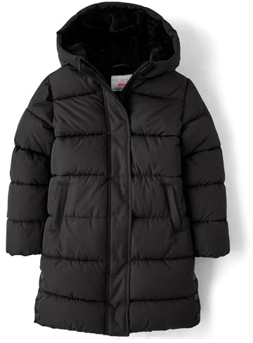 The Children's Place,Girls,Medium Weight Long Puffer Jacket, Wind-resistant, Water-resistant,Black,Medium