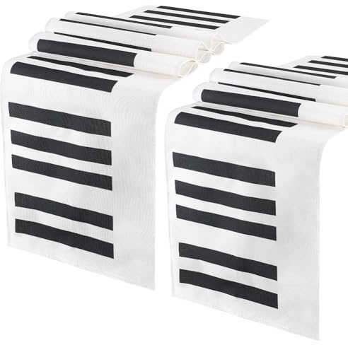 PH PandaHall 2 Stück Tischläufer Mit Musik Klaviertastatur Noten Musik Dekorationen Hochzeits Tischläufer Für Zuhause Esszimmer Küche Camping Dekoration 181x33cm