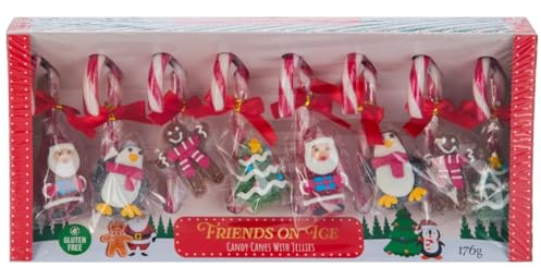 Christmas Candy Canes & Jelly Sweets Gift Box – Candy Canes with Festive Decorated Jellies, Individually Wrapped |Christmas Sweets, Tree Decorations |Party Bag Fillers |Gluten Free |Xmas Box Filler
