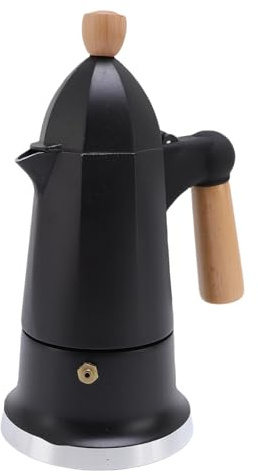 Perkolator-Kaffeekanne, 3-Tassen-Druckkaffeemaschine, Herdplatte, Einzelventil, Heimgebrauch (BLACK)