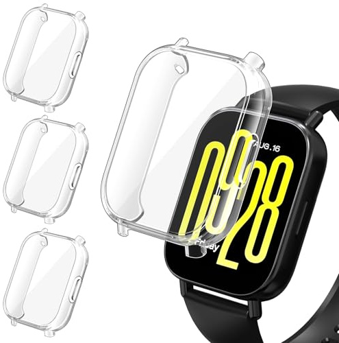 iVoler 3 Piezas Funda con Protector de Pantalla para Xiaomi Redmi Watch 5 Active, Protección Completa Carcasa Protectora Delgado Suave TPU Anti-Arañazos Case, Transparente
