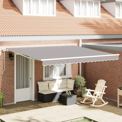 Tenda da sole retrattile automatica grigio chiaro 400 x 300 cm con telecomando per terrazza e balcone