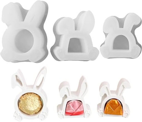 Stampi in silicone per Pasqua, uova di Pasqua 3D, a forma di coniglio, per gesso e candele da versare, stampi in silicone per Pasqua, regali di denaro, coniglio, per artigianato fai da te (B)