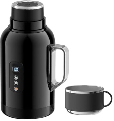Electric Kettle - 1500ml Portable Heating Pot, 12/24V Travel Boiler, Cordless Jug with Fast Boiling Water Heater, Stainless Steel Thermal Container, D Function
