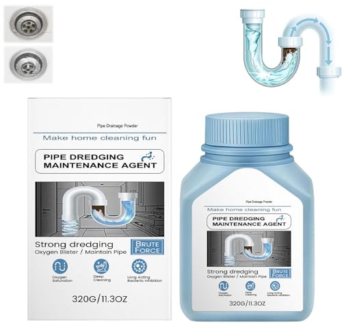 Cenmall Drain Cleaner, Drain Unblocker Sink and Drain Cleaner, Toilet Unblocker Heavy Duty, Powerful Sink & Drain Cleaner, Removes Hair Safe for All Pipes 320g/bottle Powder