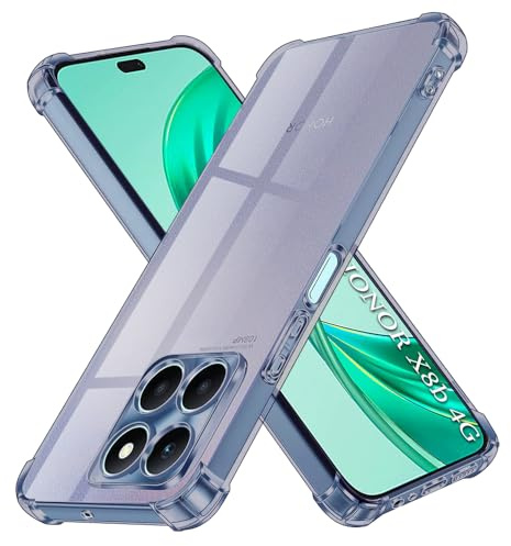 Techsuit für Honor X8b Hülle mit Soft Touch, Vergilbungsfrei Material, Stoßfest, Luftkissen Ecken, Erhöhte Kanten, Kameraschutz, Kabelloses Laden Kompatibel, Shockproof Clear Silicone, Rauchschwarz