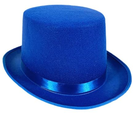 FashionCha Zylinder Kopfbedeckung Magier Hut Kostüm Kopfbedeckung Party Kopfbedeckung Aus Vlies mit Satinband für Erwachsene auf Festlichen Veranstaltunge, Blau