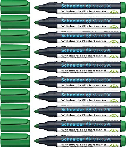Schneider Maxx 290 Marker (Für Whiteboards und Flipcharts, Strichstärke: 2-3 mm) 10er Packung grün