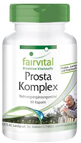 Fairvital | Prosta Complex - VEGANO - Saw Palmetto (Serenoa repens) + Selenio + Zinc + Licopeno + Esteroles vegetales + Beta-Sitosterol + Zinc + Nopal (Higo chumbo) - 90 Cápsulas - Calidad Alemana