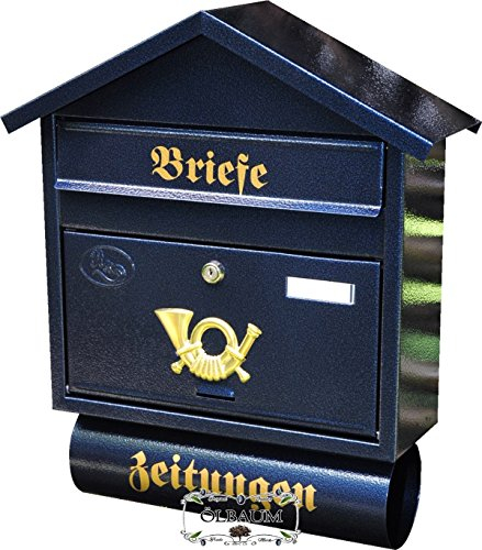 Design Briefkasten S blau dunkelblau metall Postkasten Post Zeitungsfach Zeitungsrolle Nostalgie
