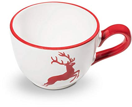 GMUNDNER KERAMIK Kaffeetasse, Volumen: 190 ml, Rubinroter Hirsch, handgemachte Keramik aus Österreich