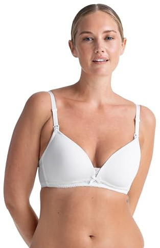 Dorina Damen Pflege Schwangerschaft Bralette, Wireless Stillen T-Shirt Bra, May, Weiß Schwarz