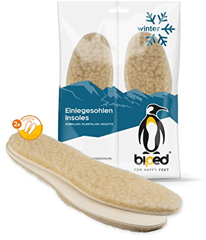 biped extra dicke Lammwoll Sohlen im 2 Paar Set z1015, Wollweiß, 41