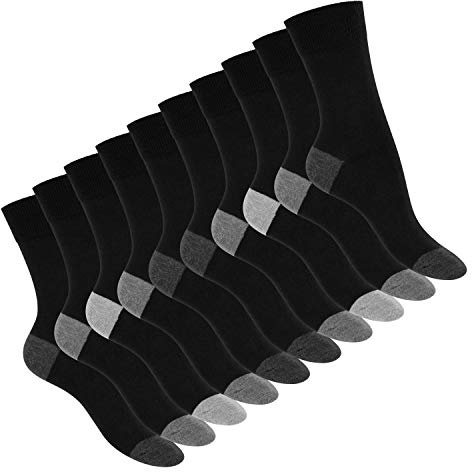 Footstar Damen und Herren Baumwoll-Socken (10 Paar) mit abgesetzter Ferse und Spitze