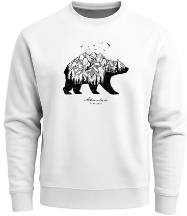 Neverless Sweatshirt Herren Bär Abenteuer Berge Wald Bear Mountains Adventure Rundhals-Pullover