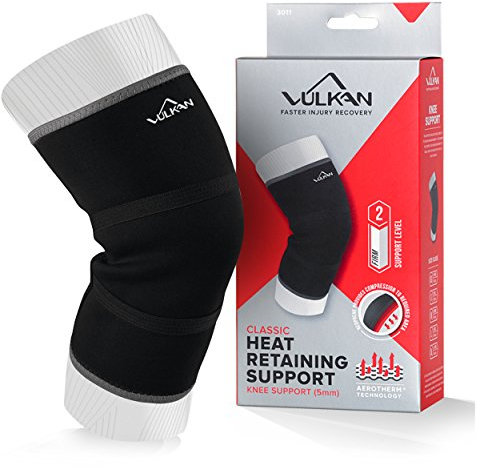 Vulkan Rodillera clásica de neopreno, proporciona compresión ligera, ajuste cómodo, proporciona beneficios terapéuticos, negro, XS, 5 mm