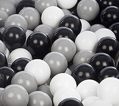 Velinda 900 Bälle für Bällebad/Kinderpool Plastikbälle Spielbälle Kinderbälle O7cm (Farbe der Bälle: schwarz,weiß,grau)