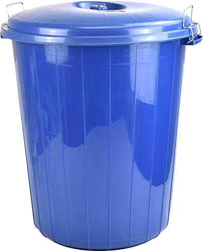 Sterling Ventures 25L Garden Waste Rubbish Dust Bin with Locking Lid (Blue)
