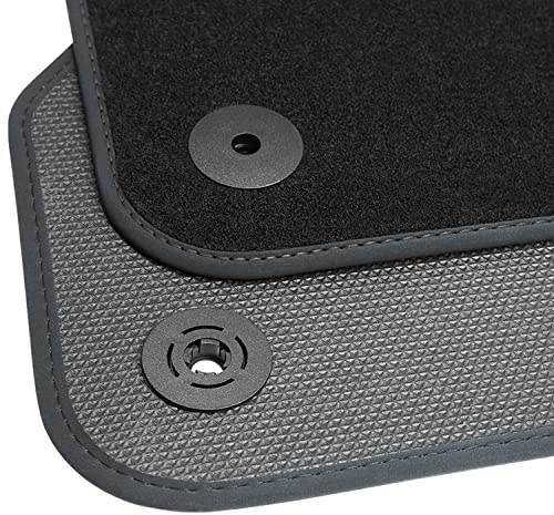 teileplus24 Fußmatten kompatibel mit Skoda Yeti 2009-2017 | Passgenau 4-teilig Wasserdichte Ganzjahres-Automatten Rutschfest Velours Bandeinfassung Ziernähte