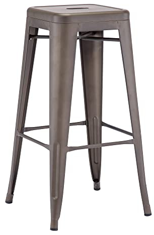 Duhome Barstuhl Eisen Barhocker, Sitzhöhe 76cm Tresenhocker, Stapelbar Metall Bistrohocker mit Fußstütze im Industry Design, Metallic Braun