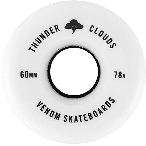 Venom Skateboards Thunder Clouds V2 All Terrain Street Skateboard Wheels Soft Grippy 78a Longboard Cruiser Perfect for Rough Ground - 60mm