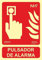 FERRETELIX Cartel PVC Fotoluminiscente Pulsador Alarma 210x300 clase B homologado UNE 23035/4